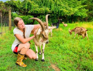 Chelsey with her goats!